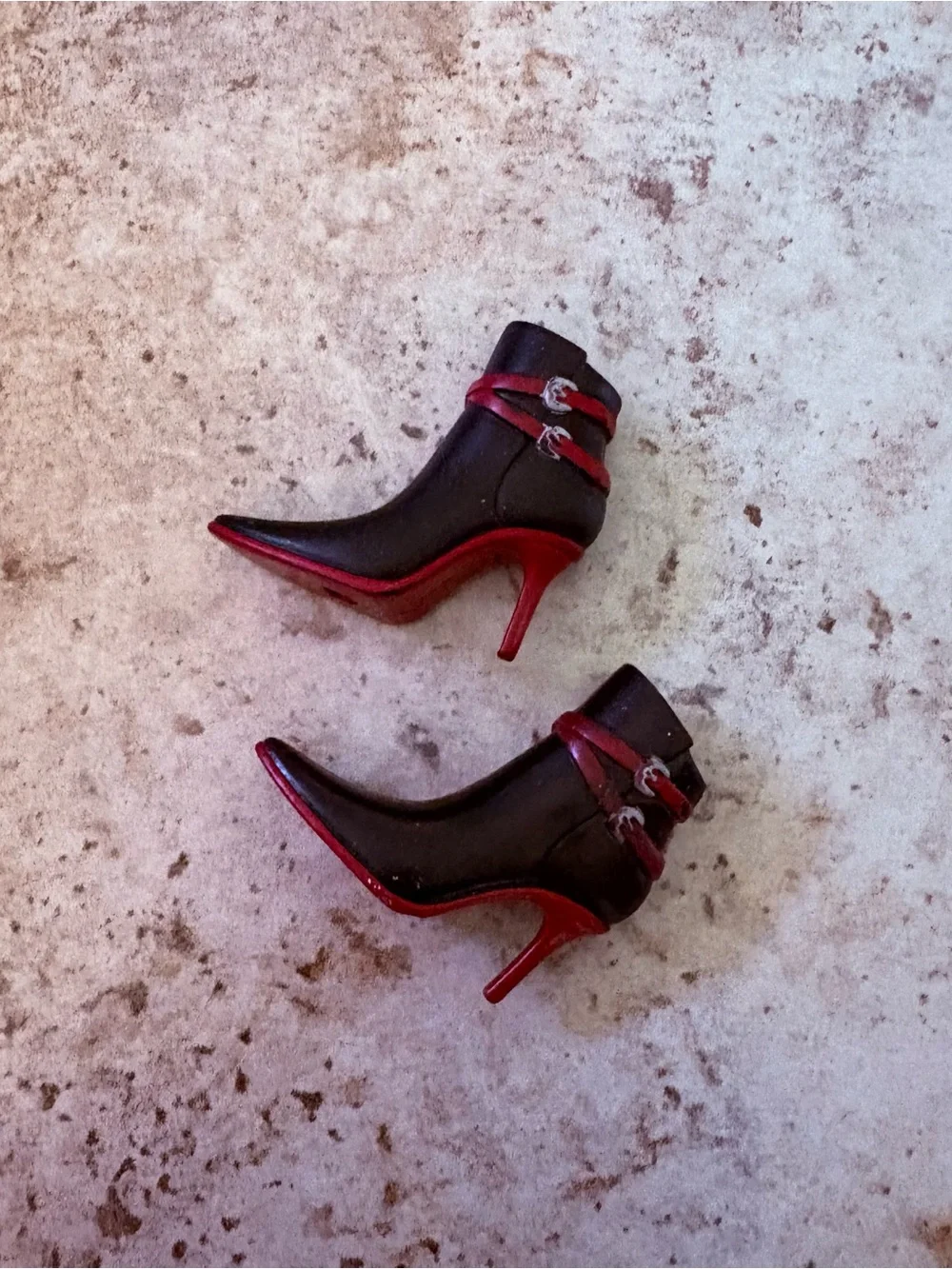 Vintage Bratz Doll Rock Angels Yasmin Black Red Ankle Boots 2000s Feet Shoe Rare